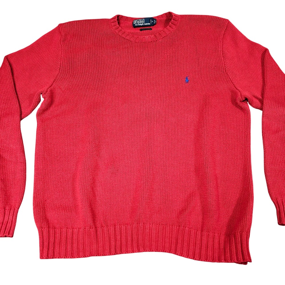 Polo Ralph Lauren‎ Sweater Large Red Blue Pony Holiday Festive 90s Hong Kong